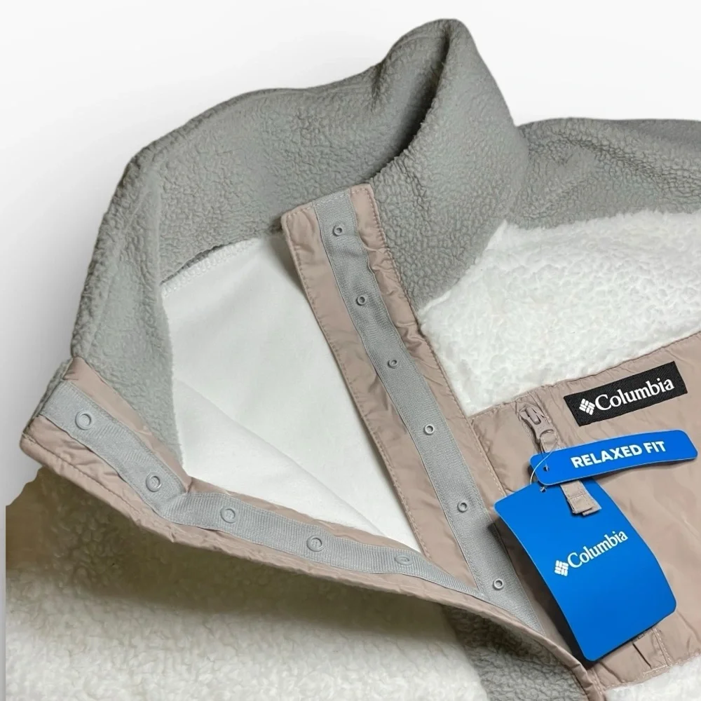 Columbia Women’s Sherpa Fleece 1/4 Zip Pullover Jacket Relax Fit XL Colorblock - Picture 5 of 9